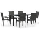 vidaXL 7 Piece Patio Dining Set Gray Poly Rattan