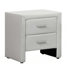Bedside table, white eco-leather, CASTEL