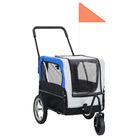 vidaXL 2-in-1 Pet Bike Trailer & Jogging Stroller Grey and Blue