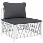 vidaXL Patio Middle Sofa with Cushions White Woven Fabric