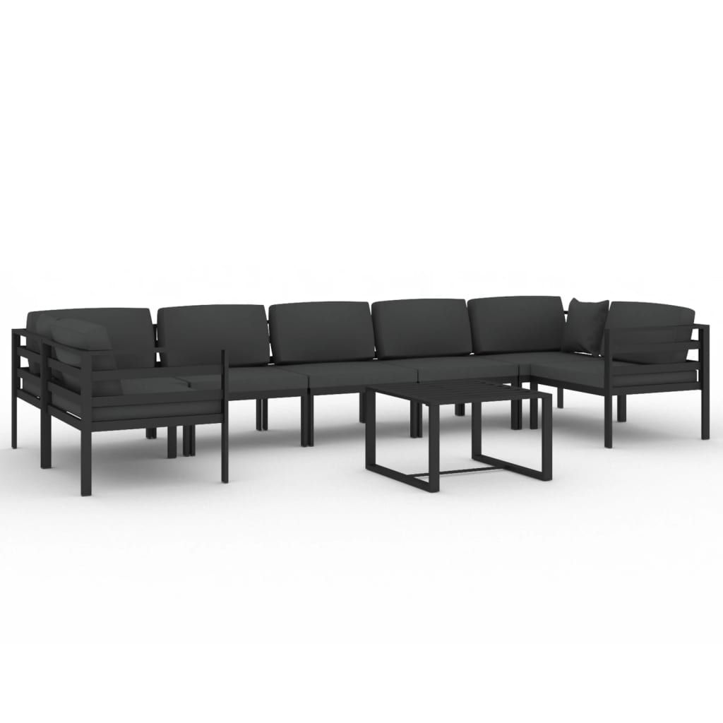 vidaXL 8 Piece Patio Lounge Set with Cushions Aluminum Anthracite