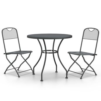 vidaXL 3 Piece Patio Dining Set Expanded Metal Mesh Anthracite