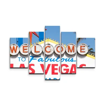 Sablio Obraz - 5-dílný Welcome to Las Vegas - 125x90 cm