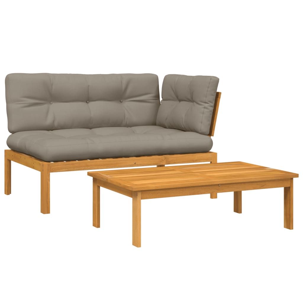 vidaXL 2 Piece Patio Pallet Sofa Set with Cushions Solid Wood Acacia