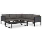 vidaXL 6 Piece Patio Lounge Set with Cushions Poly Rattan Anthracite