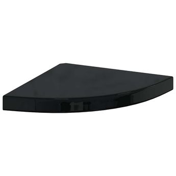 vidaXL Floating Corner Shelf High Gloss Black 13.8"x13.8"x1.5" MDF