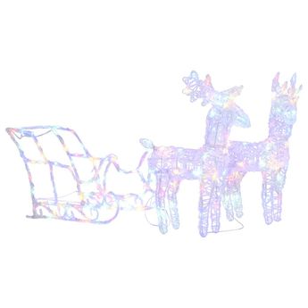 vidaXL Reindeers & Sleigh Christmas Decoration 160 LEDs 51.2" Acrylic