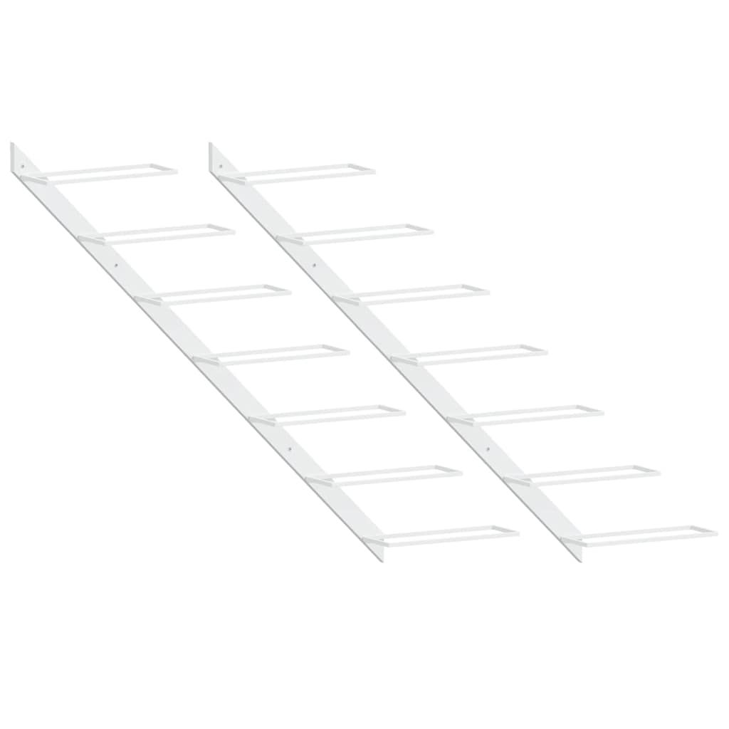 vidaXL Wall-mounted Wine Rack for 7 Bottles 2 pcs White Metal