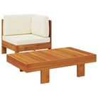 vidaXL 2 Piece Patio Lounge Set with Cream White Cushions Acacia Wood