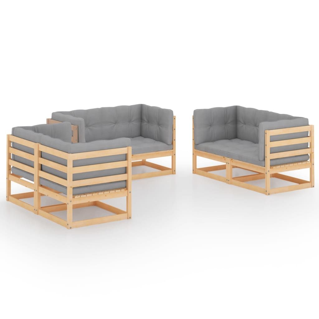 vidaXL 6 Piece Garden Lounge Set with Cushions Solid Wood Pine