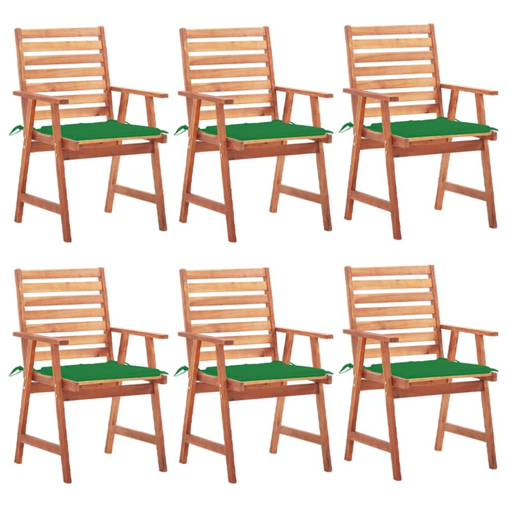 vidaXL Outdoor Dining Chairs 6 pcs with Cushions Solid Acacia Wood