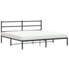vidaXL Metal Bed Frame without Mattress with Headboard Black 76"x79.9"