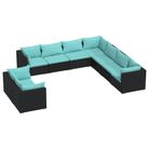 vidaXL 9 Piece Garden Lounge Set with Cushions Black Poly Rattan