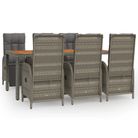 vidaXL 7 Piece Garden Dining Set with Cushions Grey Poly Rattan