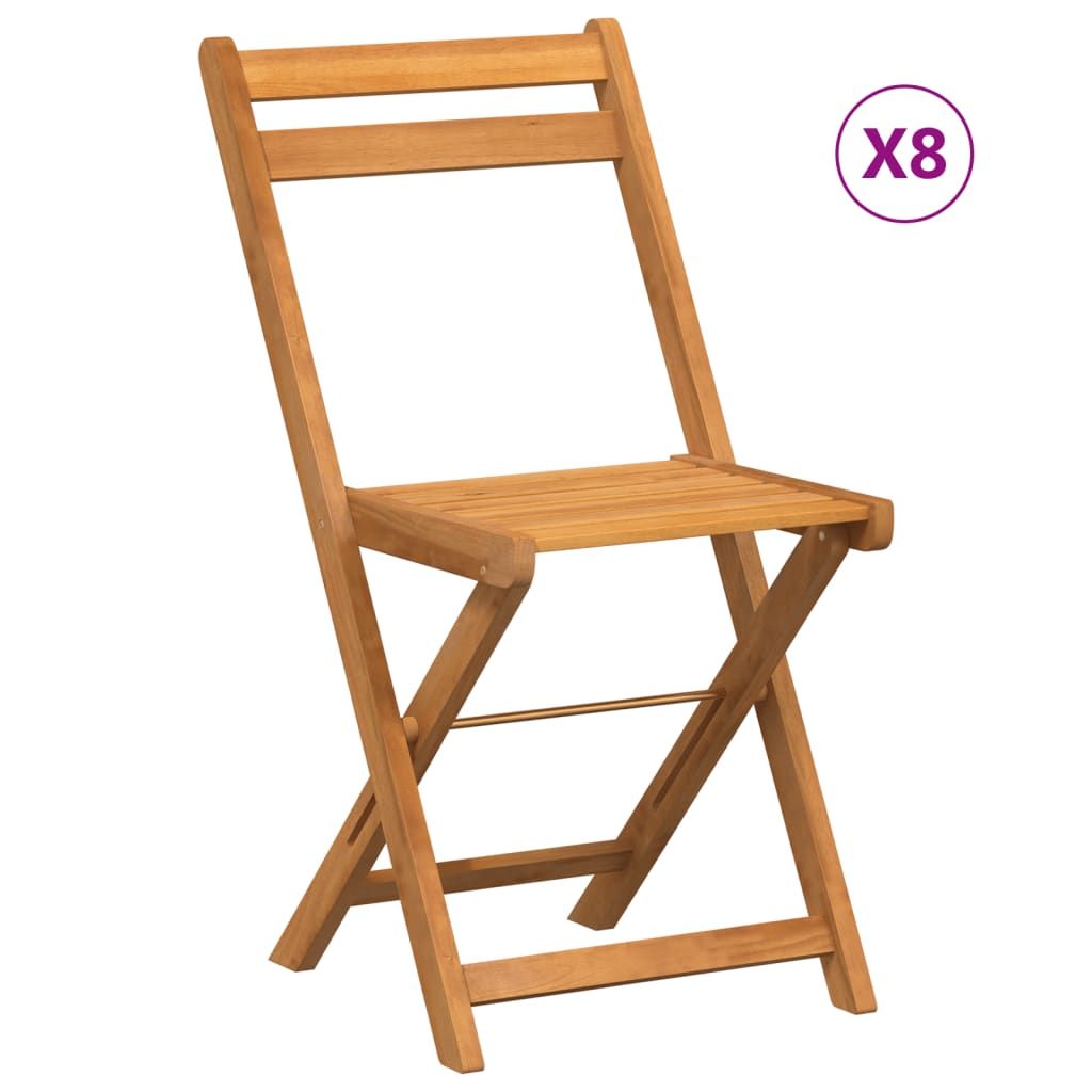 vidaXL Folding Bistro Chairs 8 pcs Solid Wood Acacia