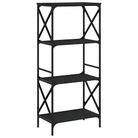 vidaXL Bookcase 4-Tier Black 23.2"x13.8"x52" Engineered Wood
