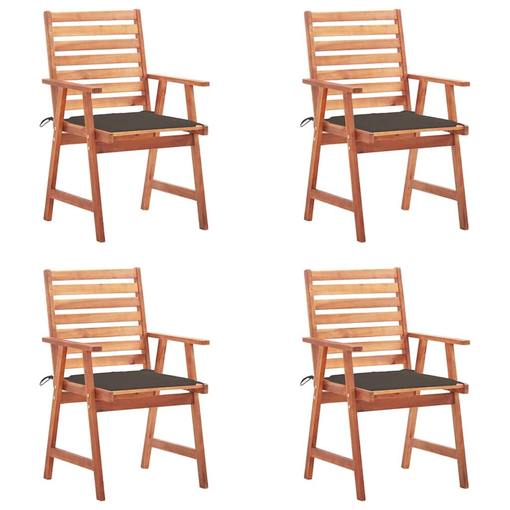 vidaXL Outdoor Dining Chairs 4 pcs with Cushions Solid Acacia Wood