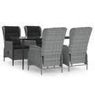 vidaXL 5 Piece Patio Dining Set Light Gray Poly Rattan