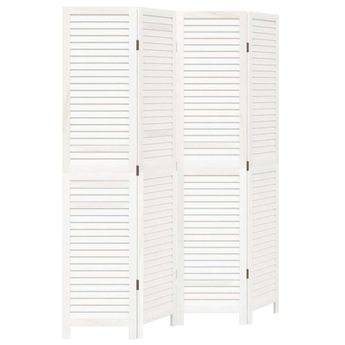 vidaXL Room Divider 4 Panels White Solid Wood Paulownia