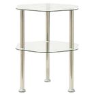 vidaXL 2-Tier Side Table Transparent 15"x15"x19.7" Tempered Glass