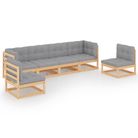 vidaXL 6 Piece Garden Lounge Set with Cushions Solid Wood Pine