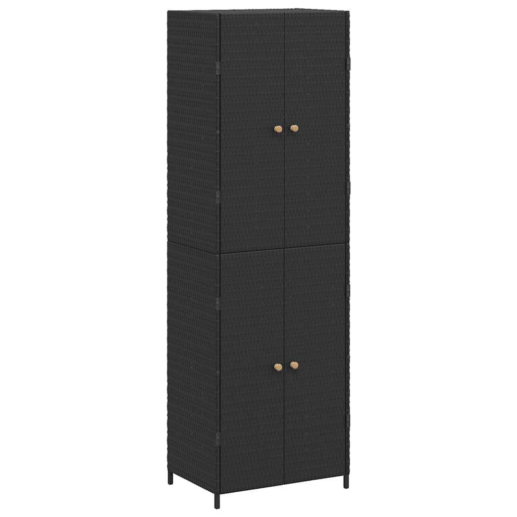vidaXL Garden Storage Cabinet Black 23.2"x15.7"x70.9" Poly Rattan