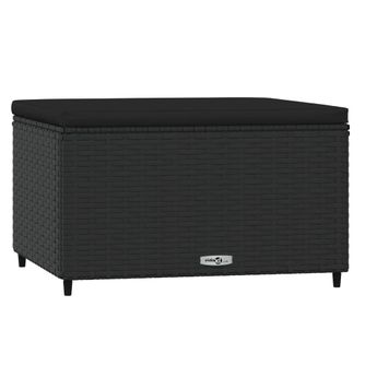vidaXL Garden Footrest with Cushion Black Poly Rattan