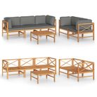 vidaXL 6 Piece Patio Lounge Set with Gray Cushions Solid Teak Wood