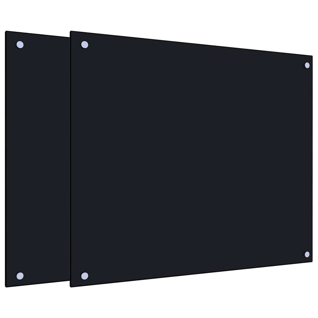 vidaXL Kitchen Backsplashes 2 pcs Black 70x60 cm Tempered Glass