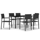 vidaXL 7 Piece Patio Dining Set Black