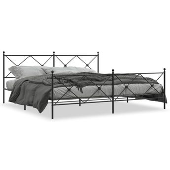 vidaXL Metal Bed Frame without Mattress with Footboard Black 76"x79.9"