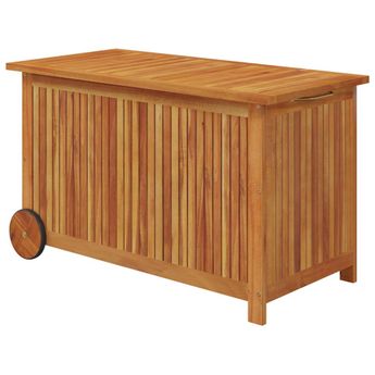 vidaXL Patio Storage Box with Wheels 35.4"x19.7"x22.8" Solid Wood Acacia