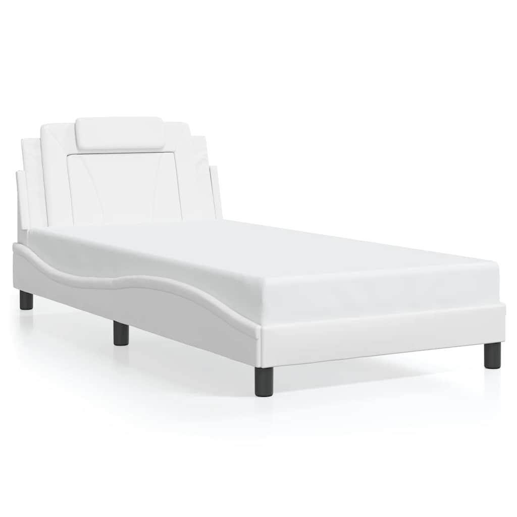 vidaXL Bed Frame "Viana" without Mattress White 39.4"x74.8" Faux Leather