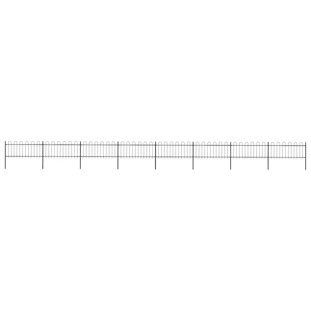vidaXL Garden Fence with Hoop Top Steel 1426x80 cm Black