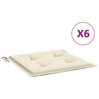 vidaXL Garden Chair Cushions 6 pcs Cream 40x40x4 cm Oxford Fabric