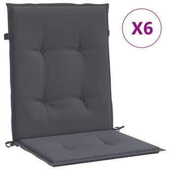 vidaXL Garden Lowback Chair Cushions 6 pcs Anthracite Oxford Fabric