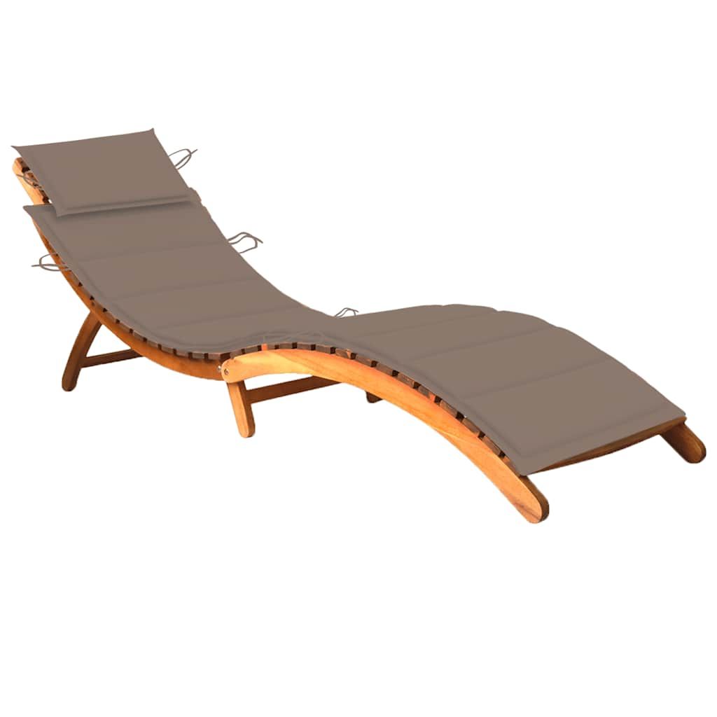 vidaXL Patio Sun Lounger with Cushion Solid Acacia Wood