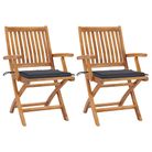 vidaXL Garden Chairs 2 pcs with Anthracite Cushions Solid Teak Wood