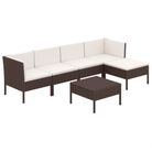vidaXL 6 Piece Patio Lounge Set with Cushions Poly Rattan Brown
