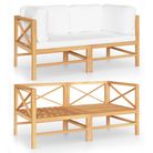 vidaXL 2-Seater Patio Sofa with Cream Cushions Solid Teak Wood