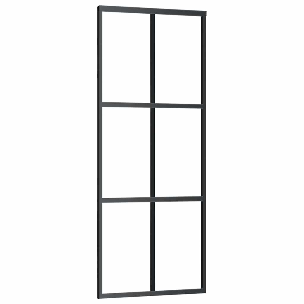vidaXL Sliding Door ESG Glass and Aluminum 29.9"x80.7" Black