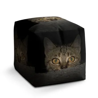 Sablio Taburet Cube Kočka - 60x60x60 cm