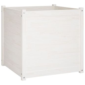 vidaXL Garden Planter White 27.6"x27.6"x27.6" Solid Wood Pine