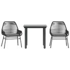 vidaXL 3 Piece Garden Dining Set with Cushions Black Poly Rattan Glass