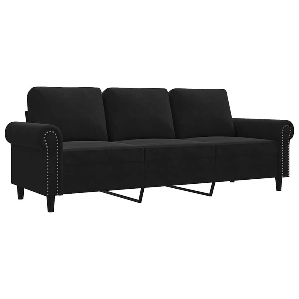 vidaXL 3-Seater Sofa Black 70.9" Velvet