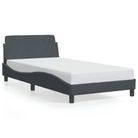 vidaXL Bed Frame "Dover" Dark Grey 100x190 cm Velvet