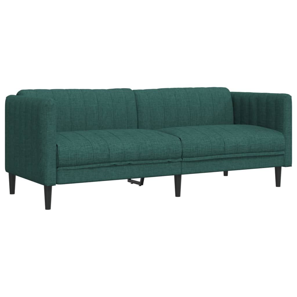 vidaXL Sofa 3-Seater Dark Green Fabric