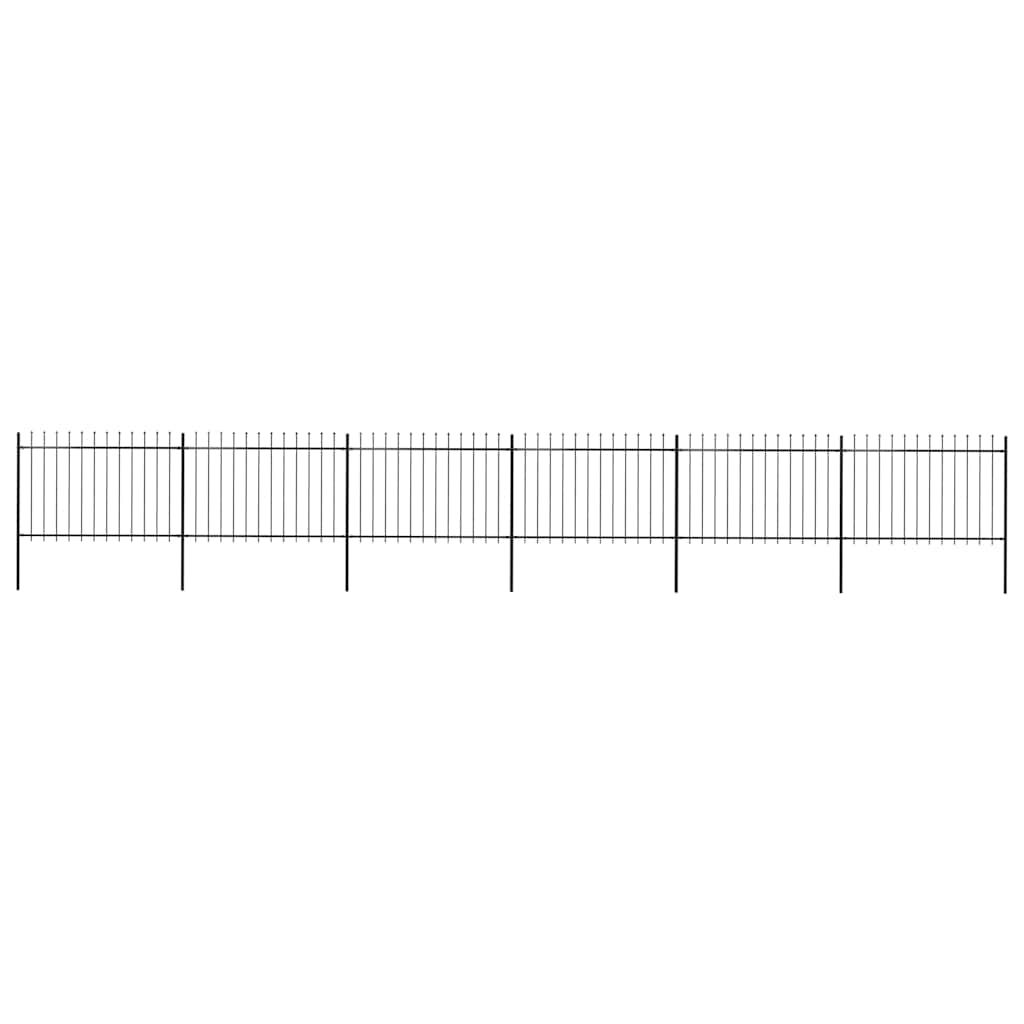 vidaXL Garden Fence with Spear Top Steel 1070x120 cm Black