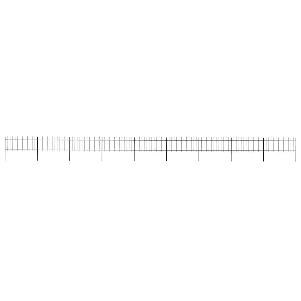 vidaXL Garden Fence with Spear Top Steel 1603.5x80 cm Black