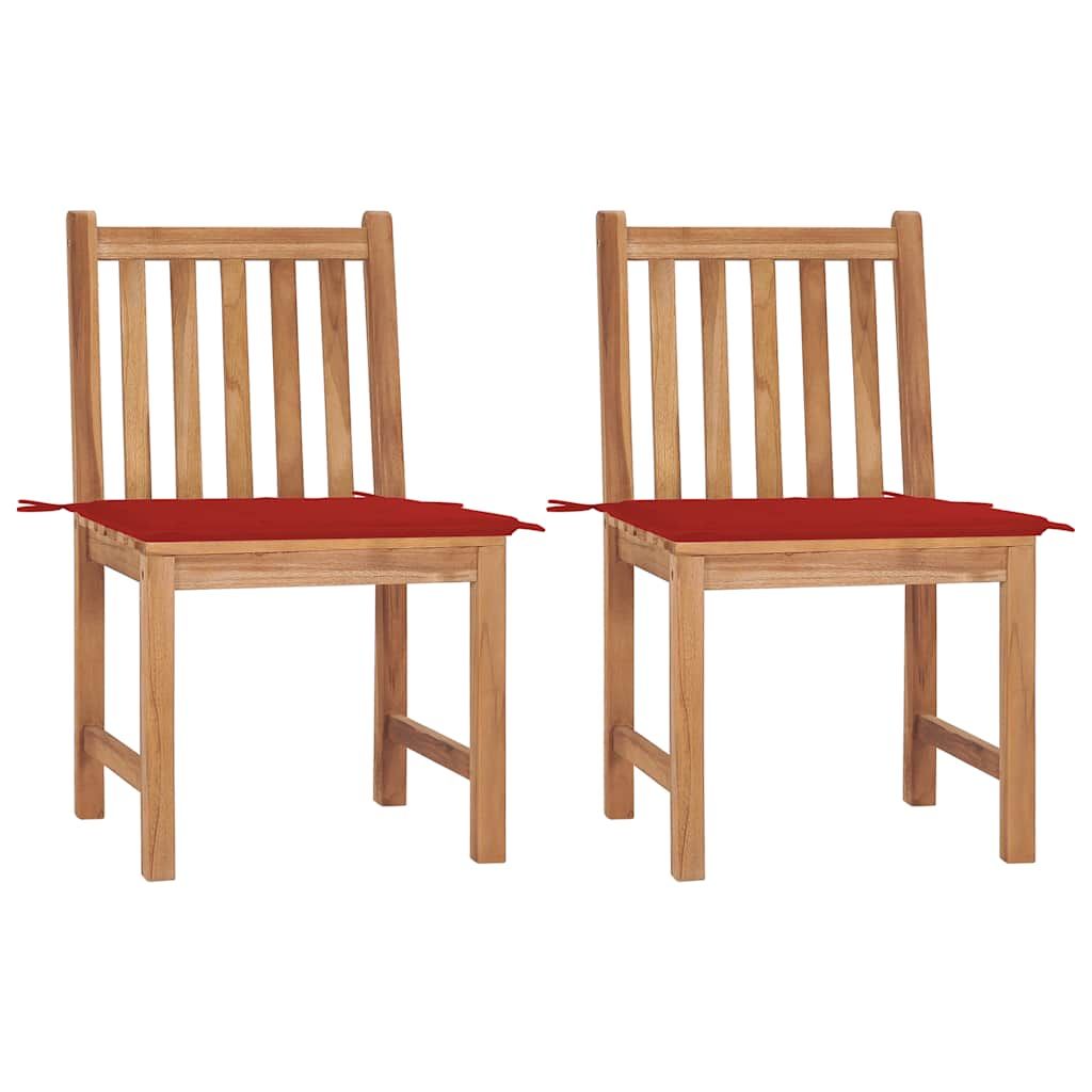 vidaXL Patio Chairs 2 pcs with Cushions Solid Teak Wood